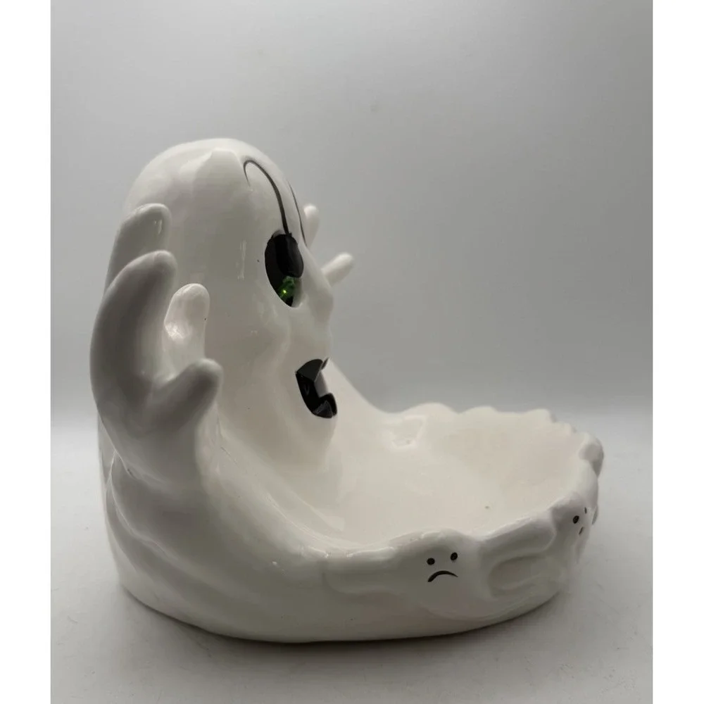 Vintage NCS 1993 Halloween Ghost Ceramic Light Up Figurine Box Tested Works